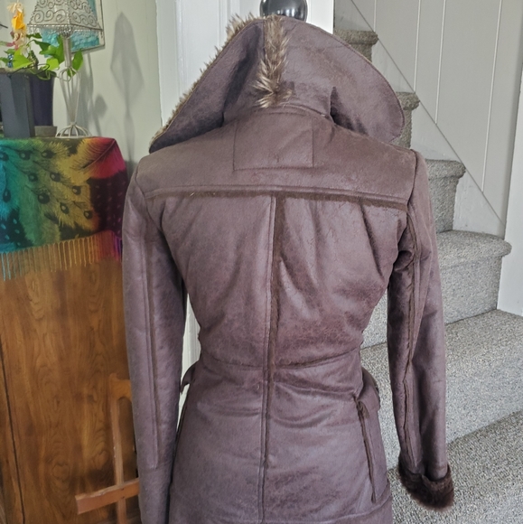 VINTAGE GADZOOKS~ RETRO BROWN FAUX FUR LINED JACKET! - Picture 6 of 16
